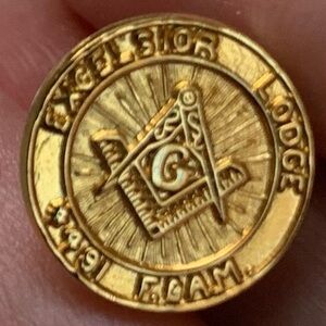Vintage Masonic 1/20 10K GP  Tie Tack with Safety Chain Excelsior Lodge Pin 3D